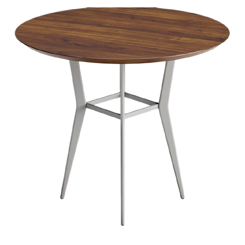 Ronde houten eettafel met metalen poten
