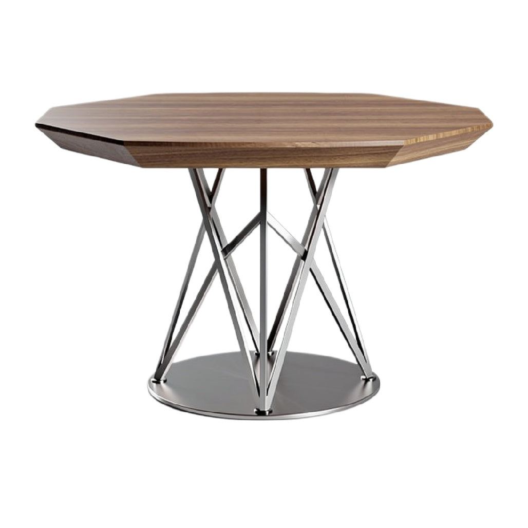 Moderne octagonale eettafel met een metalen basis