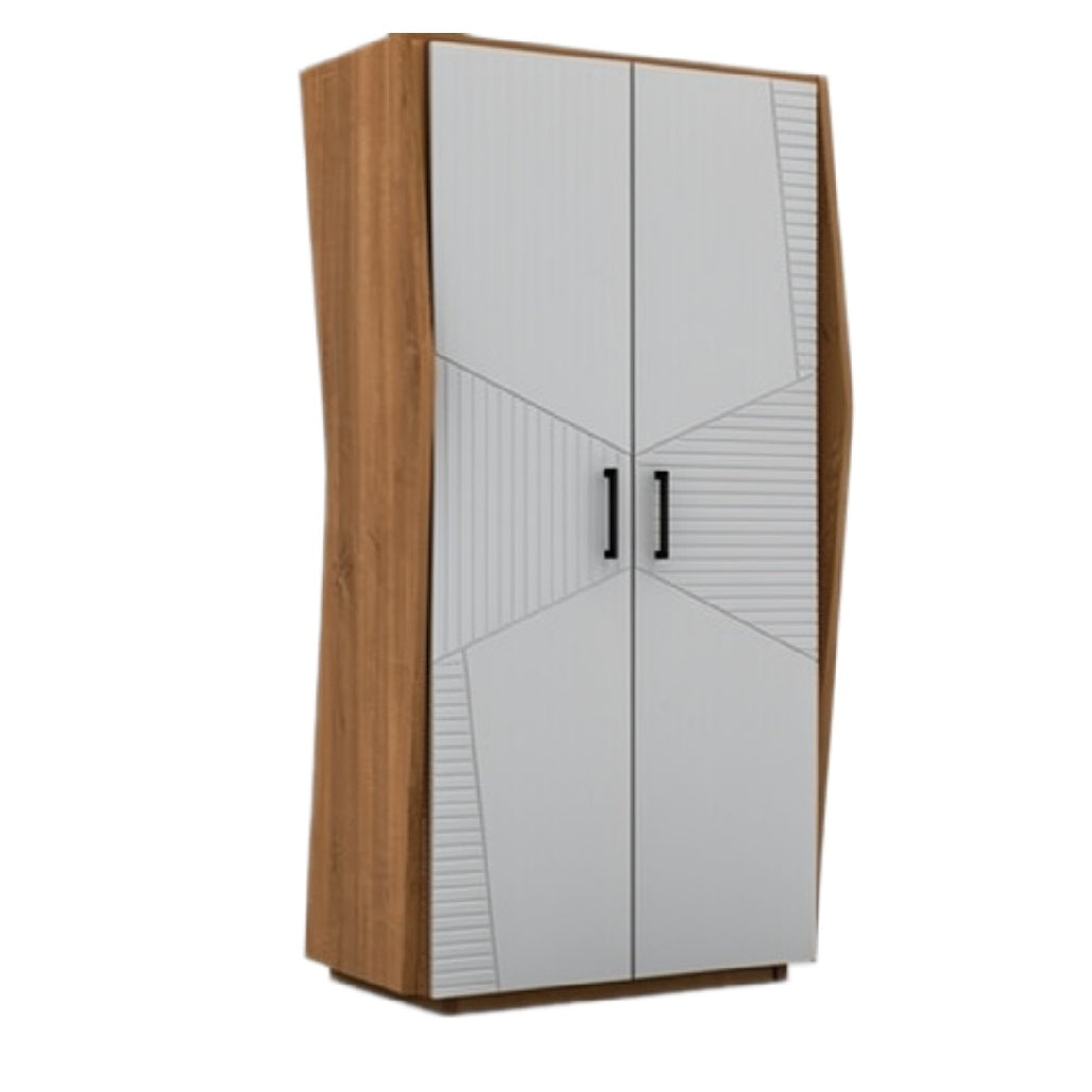 Moderne houten kast met geometrisch ontwerp