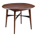 Eiken ronde tafel met metalen onderstel